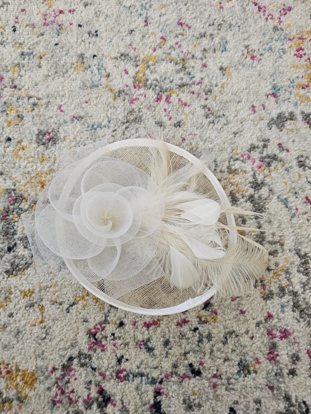 Ivory Floral Feather Fascinator Headpiece